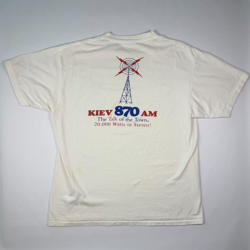 Vintage 90s KIEV 870 AM Radio Tower T-Shirt XL White Single Stitch